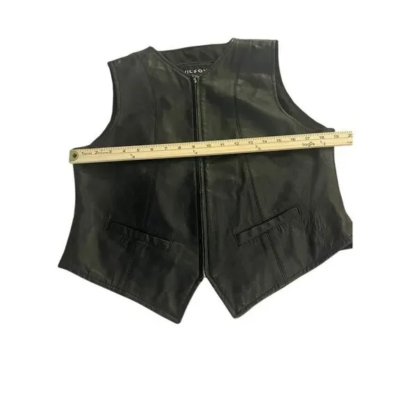 Wilsons The Leather Experts Sleeveless Vest Full Zip L Black Moto - Picture 5 of 11